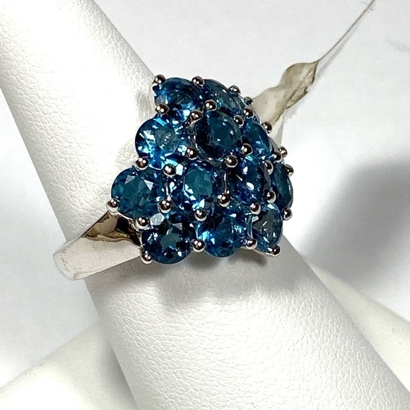London Blue Topaz Sterling Silver Ring JTV Size 7.75 7.18g  Retired - Picture 2 of 10